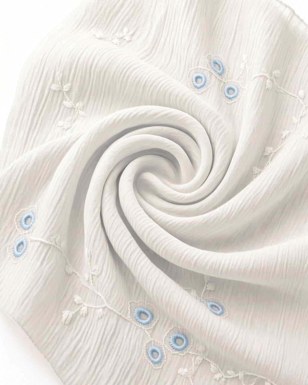 Tela Blanca Texturizada con Bordado Floral | AR006