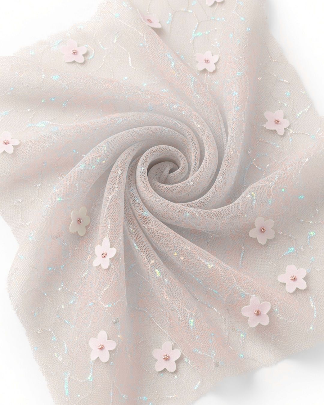 Tul con Flores y Brillos Iridescentes | AR001