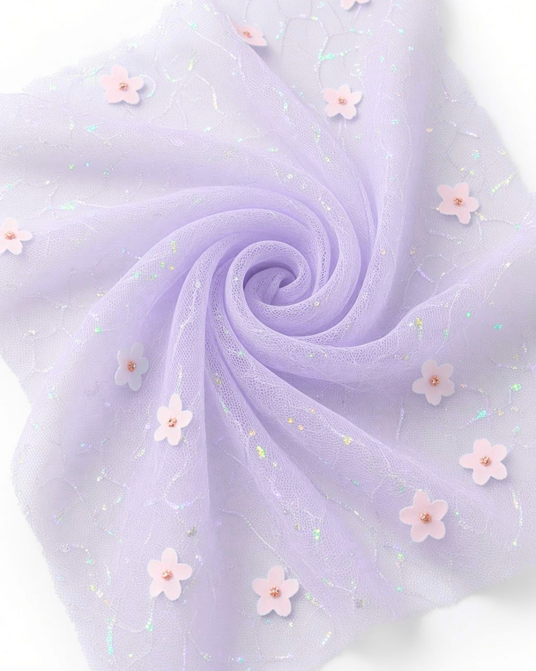 Tul con Flores y Brillos Iridescentes | AR001