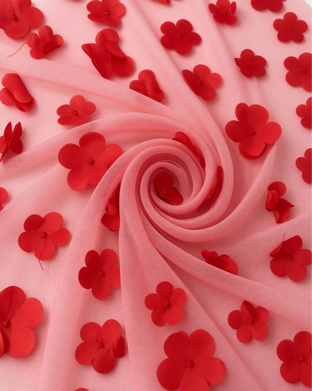 Tul con Flores 3D– Colores Variados |07-6B