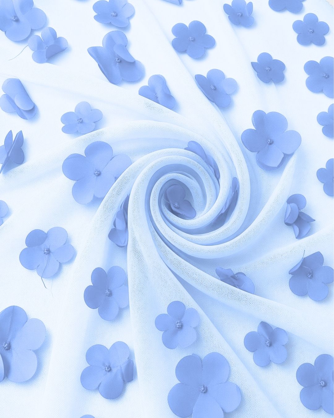 Tul con Flores 3D– Colores Variados |07-6B