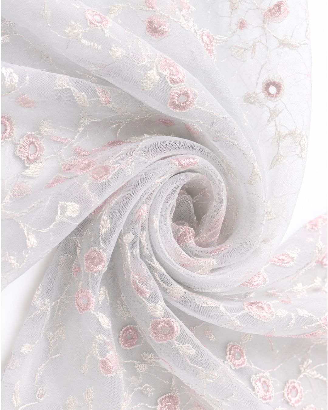 Tulle Gris Flores Bordadas | ref AR005