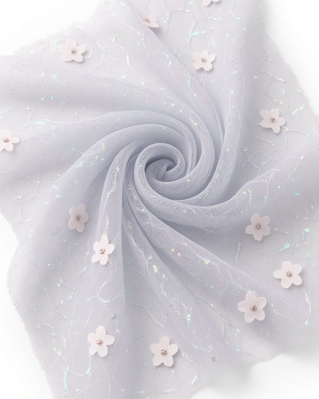 Tul con Flores y Brillos Iridescentes | AR001