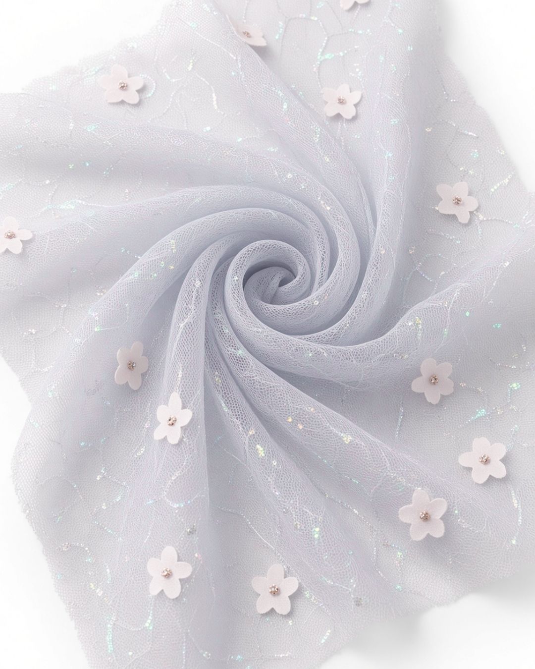 Tul con Flores y Brillos Iridescentes | AR001