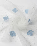 Rollo Tul Concha 100% Poliéster | 150 cm | Conchas Bordadas | 50 mts | XH68375