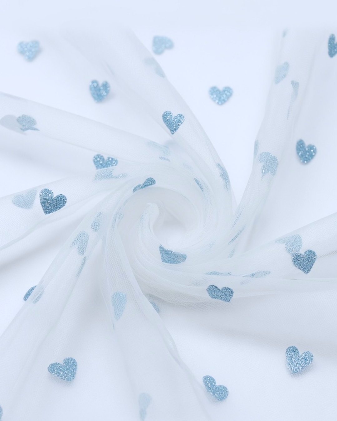Rollo Tul 100% Poliéster con Corazones Glitter | 150 cm | 50 mts | 07-13B