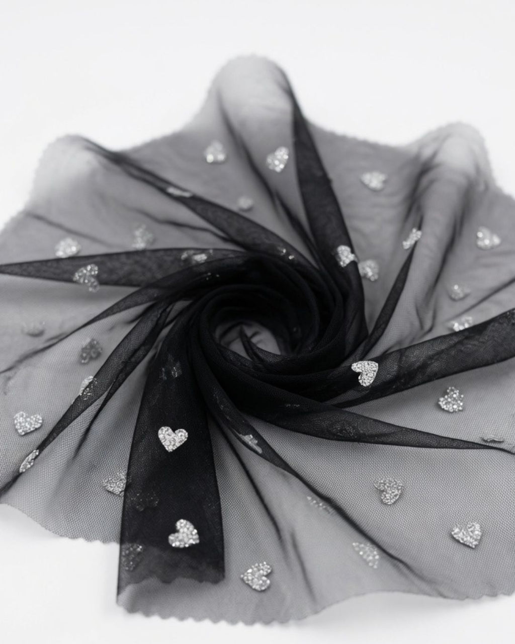 Rollo Tul 100% Poliéster con Corazones Glitter | 150 cm | 50 mts | 07-13B