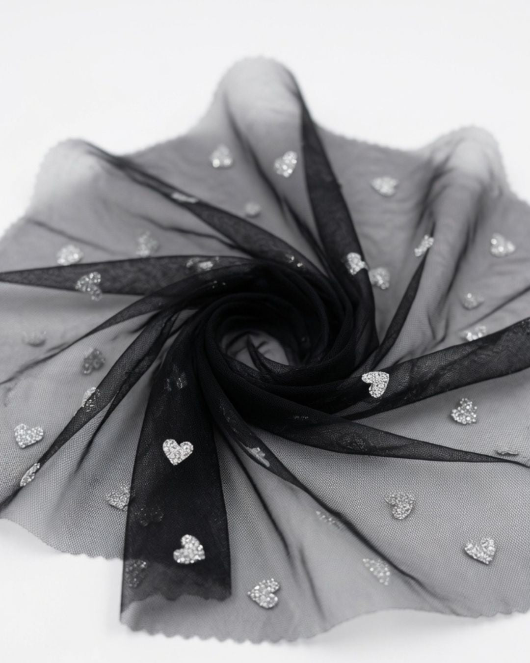 Rollo Tul 100% Poliéster con Corazones Glitter | 150 cm | 50 mts | 07-13B