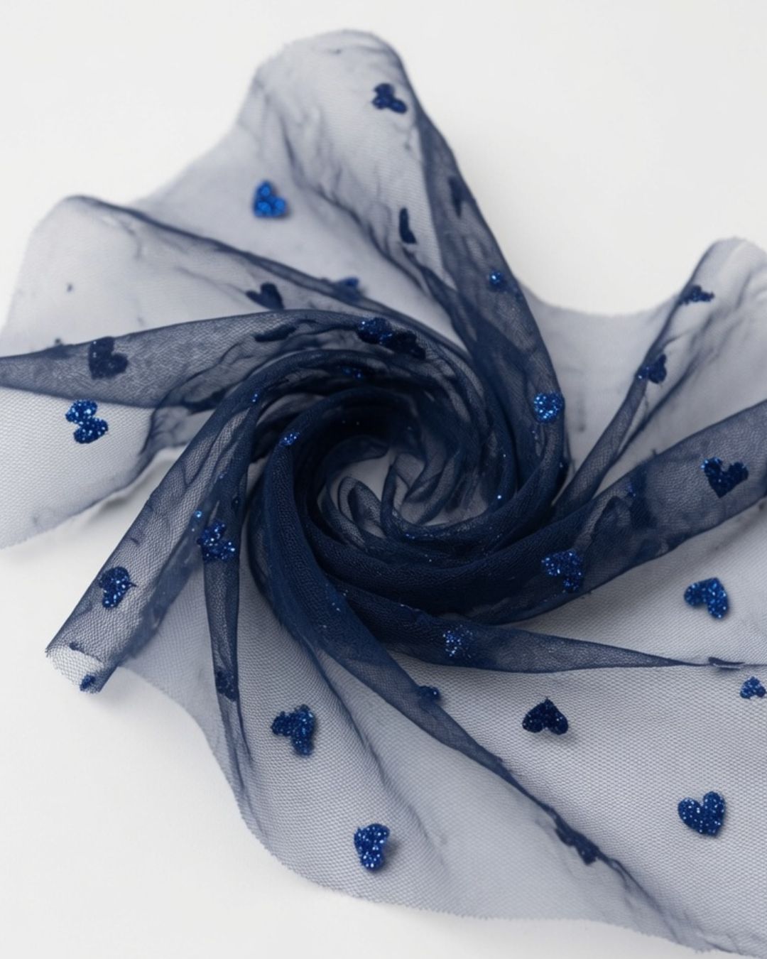Rollo Tul 100% Poliéster con Corazones Glitter | 150 cm | 50 mts | 07-13B
