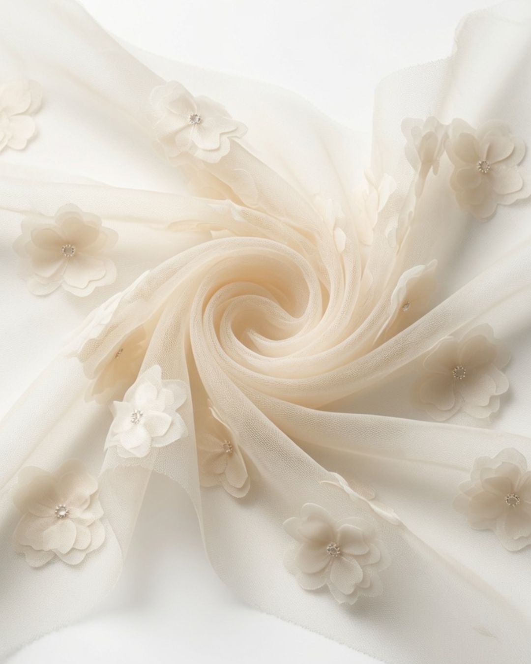 Rollo de Tela Tul 3D Doble Flor 100% Poliéster 150cm - Ref. 2F (50 mts aprox)