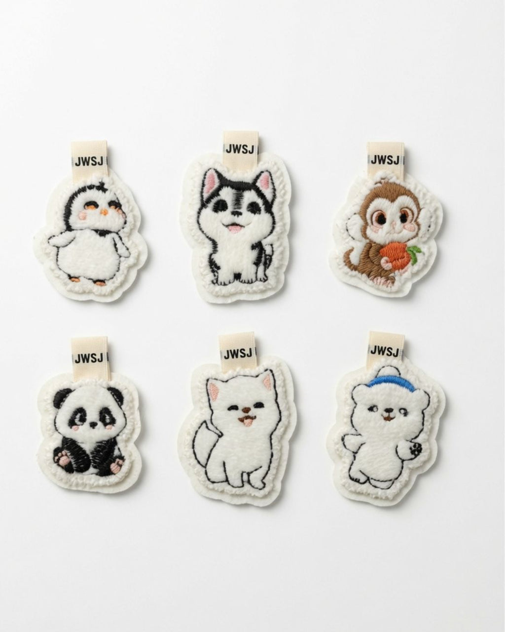 Apliques Bordados de Animales | Set 6 Diseños | Panda, Husky, Mono y más